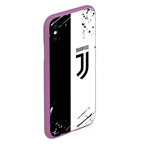 Чехол iPhone XS Max матовый Juventus краски текстура спорт / 3D-Фиолетовый – фото 2