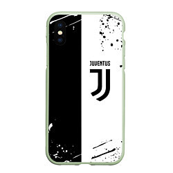 Чехол iPhone XS Max матовый Juventus краски текстура спорт, цвет: 3D-салатовый