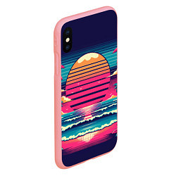 Чехол iPhone XS Max матовый Закат на пляже vaporwave, цвет: 3D-баблгам — фото 2