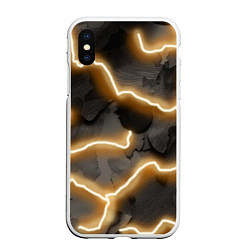 Чехол iPhone XS Max матовый Электрический удар молнии паттерн, цвет: 3D-белый