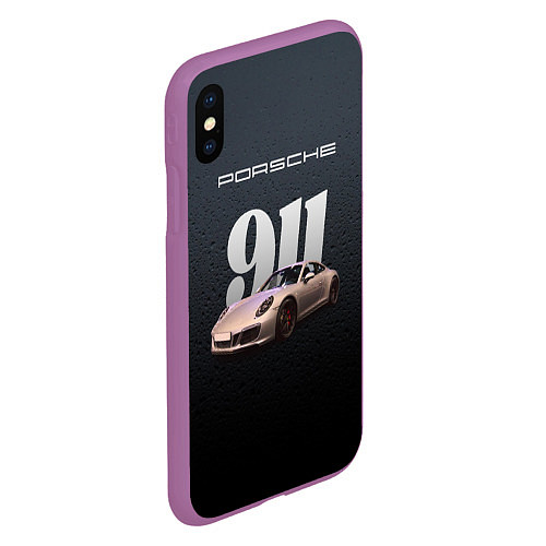 Чехол iPhone XS Max матовый Спортивный автомобиль Porsche 911 / 3D-Фиолетовый – фото 2