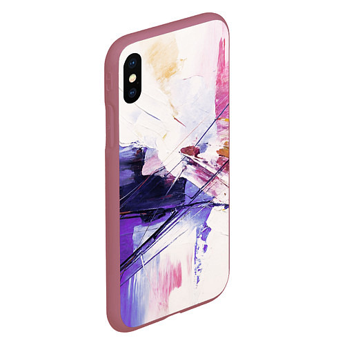 Чехол iPhone XS Max матовый Хаотичные мазки краски / 3D-Малиновый – фото 2