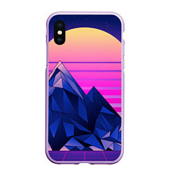 Чехол iPhone XS Max матовый Vaporwave неоновые горы, цвет: 3D-сиреневый