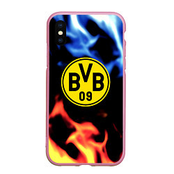 Чехол iPhone XS Max матовый Borussia fire storm steel, цвет: 3D-розовый