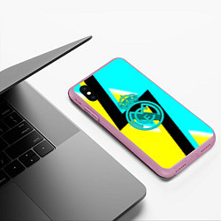 Чехол iPhone XS Max матовый Real madrid fc geometry, цвет: 3D-розовый — фото 2