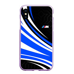 Чехол iPhone XS Max матовый BMW M - синие волны, цвет: 3D-сиреневый