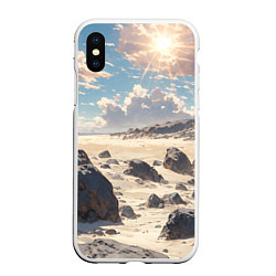 Чехол iPhone XS Max матовый Аниме пляж, цвет: 3D-белый