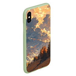 Чехол iPhone XS Max матовый Вечерний закат - аниме, цвет: 3D-салатовый — фото 2