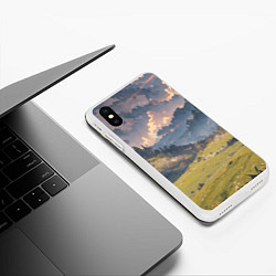 Чехол iPhone XS Max матовый Зелёное поле и небо - аниме, цвет: 3D-белый — фото 2