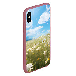 Чехол iPhone XS Max матовый Ромашковое поле, цвет: 3D-малиновый — фото 2
