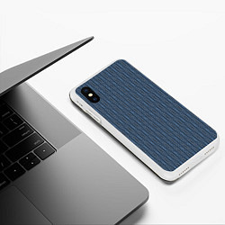 Чехол iPhone XS Max матовый Серо-синий текстурированные полосы, цвет: 3D-белый — фото 2