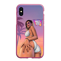 Чехол iPhone XS Max матовый Девушка в купальнике из Gta 6, цвет: 3D-малиновый