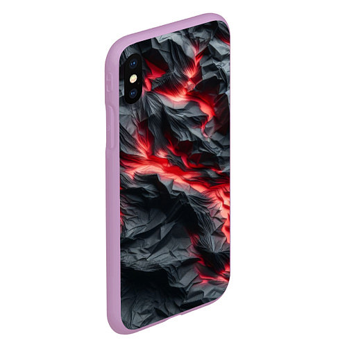 Чехол iPhone XS Max матовый Раскаленная лава на горных камнях / 3D-Сиреневый – фото 2