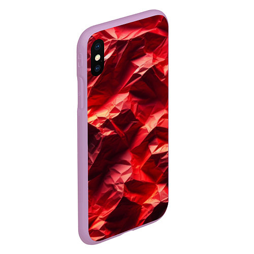 Чехол iPhone XS Max матовый Эффект текстуры мятой красной бумаги / 3D-Сиреневый – фото 2