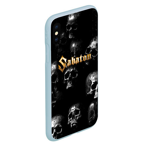 Чехол iPhone XS Max матовый Sabaton - logo rock group / 3D-Голубой – фото 2