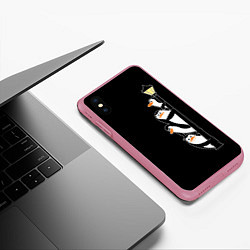 Чехол iPhone XS Max матовый Пингвины на фонарном столбе, цвет: 3D-малиновый — фото 2