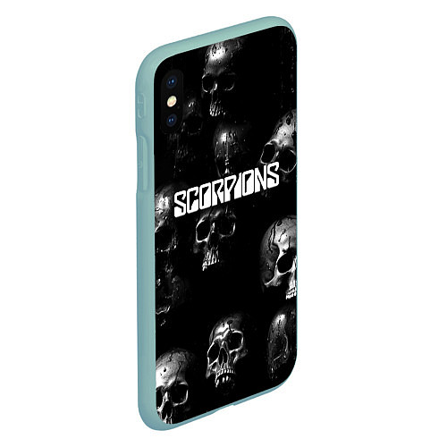 Чехол iPhone XS Max матовый Scorpions logo rock group / 3D-Мятный – фото 2