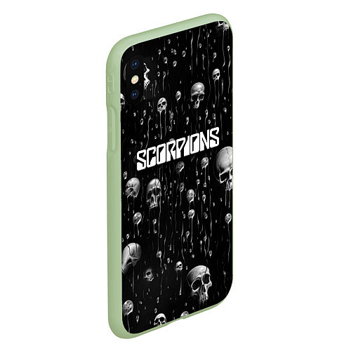 Чехол iPhone XS Max матовый Scorpions rock group / 3D-Салатовый – фото 2