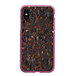 Чехол iPhone XS Max матовый Герои 3 Карта Инферно, цвет: 3D-малиновый