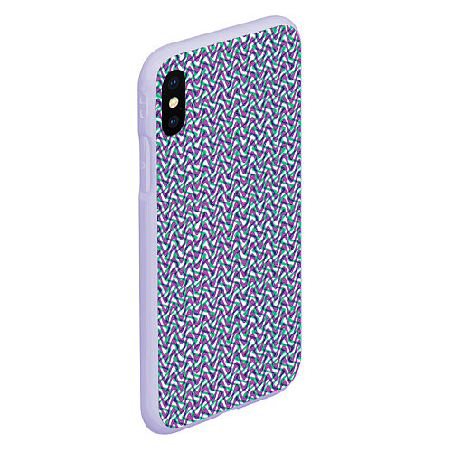 Чехол iPhone XS Max матовый Волнистые полосы текстурированный сиренево-бирюзов / 3D-Светло-сиреневый – фото 2