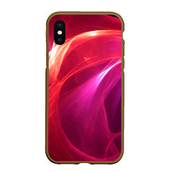 Чехол iPhone XS Max матовый Красно-розовый энергетический хаос волн, цвет: 3D-коричневый