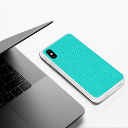 Чехол iPhone XS Max матовый Ментоловый текстурированный в полоску, цвет: 3D-белый — фото 2