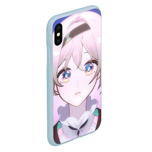 Чехол iPhone XS Max матовый Honkai Star Rail Firefly smile / 3D-Голубой – фото 2