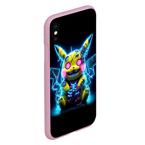Чехол iPhone XS Max матовый Зомби Пикачу - неоновое свечение / 3D-Розовый – фото 2