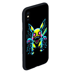 Чехол iPhone XS Max матовый Pikachu and skeletons - neon glow ai art, цвет: 3D-черный — фото 2