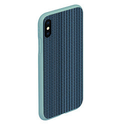 Чехол iPhone XS Max матовый Чёрно-синий полосы в горошек, цвет: 3D-мятный — фото 2