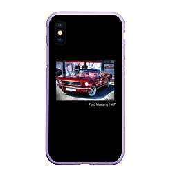 Чехол iPhone XS Max матовый Ford Mustang кабриолет модель 1967 года, цвет: 3D-светло-сиреневый