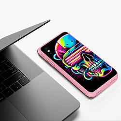 Чехол iPhone XS Max матовый Cyber skull - ai art neon, цвет: 3D-баблгам — фото 2