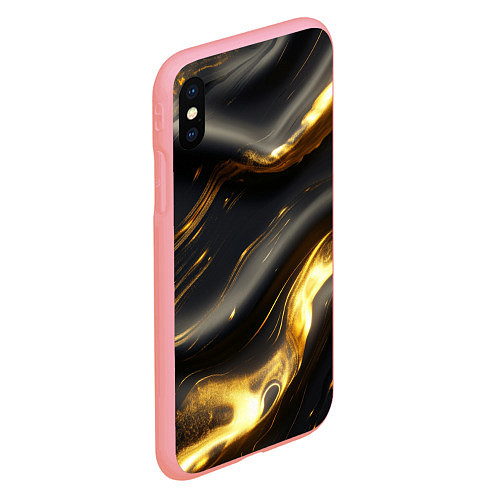 Чехол iPhone XS Max матовый Черно-золотая волнистая текстура / 3D-Баблгам – фото 2