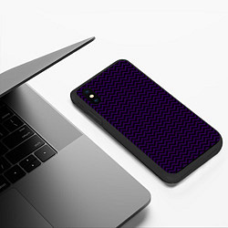 Чехол iPhone XS Max матовый Чёрно-фиолетовый ломаные полосы, цвет: 3D-черный — фото 2