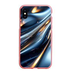 Чехол iPhone XS Max матовый Синяя обтекаемая текстура