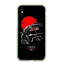 Чехол iPhone XS Max матовый Mitsubishi Lancer Evo 10, цвет: 3D-салатовый