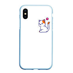 Чехол iPhone XS Max матовый Милый кот обиделся с разбитым сердечком, цвет: 3D-голубой