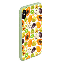 Чехол iPhone XS Max матовый Экзотический фруктовый узор, цвет: 3D-салатовый — фото 2