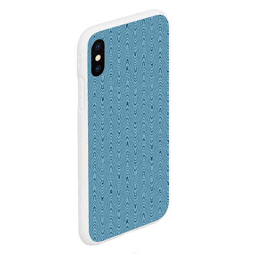 Чехол iPhone XS Max матовый Тёмный голубой текстурированный волнистый / 3D-Белый – фото 2