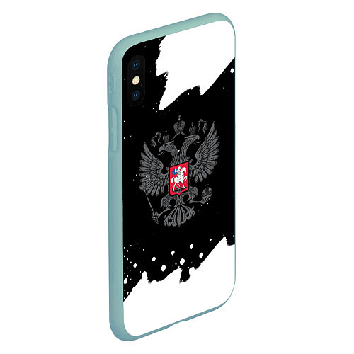 Чехол iPhone XS Max матовый Россия краски герб / 3D-Мятный – фото 2