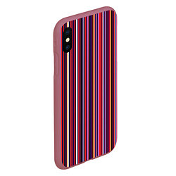 Чехол iPhone XS Max матовый Красно-фиолетовый яркие полосы, цвет: 3D-малиновый — фото 2