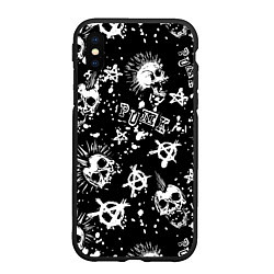 Чехол iPhone XS Max матовый Панк черепа - анархия, цвет: 3D-черный
