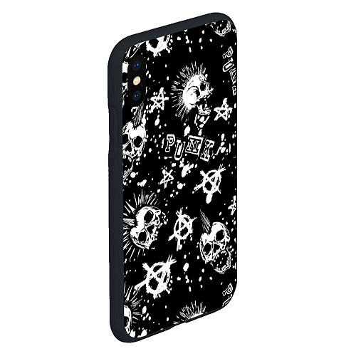 Чехол iPhone XS Max матовый Панк черепа - анархия / 3D-Черный – фото 2
