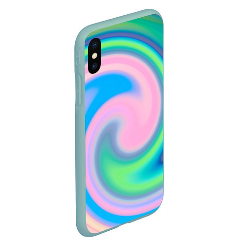 Чехол iPhone XS Max матовый Абстракция спиральная / 3D-Мятный – фото 2