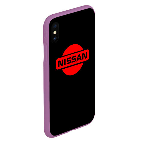 Чехол iPhone XS Max матовый Nissan red logo / 3D-Фиолетовый – фото 2