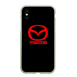 Чехол iPhone XS Max матовый Mazda red logo, цвет: 3D-салатовый