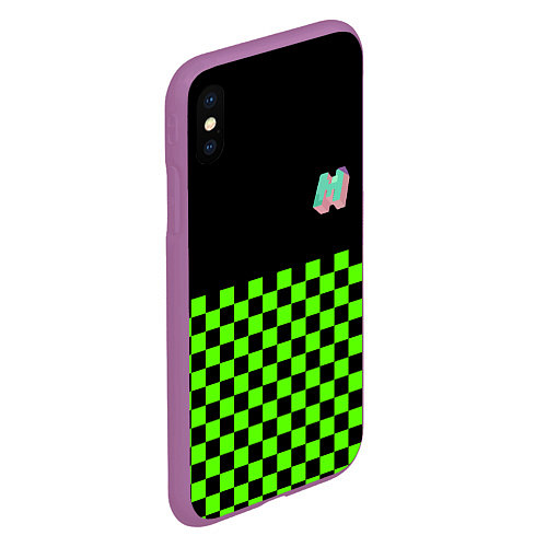 Чехол iPhone XS Max матовый Minecraft клетка / 3D-Фиолетовый – фото 2