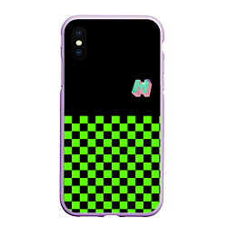 Чехол iPhone XS Max матовый Minecraft клетка, цвет: 3D-сиреневый