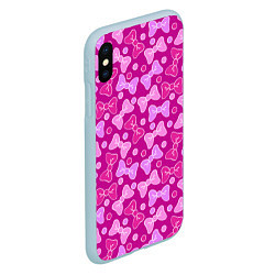 Чехол iPhone XS Max матовый Розовые бантики, цвет: 3D-голубой — фото 2