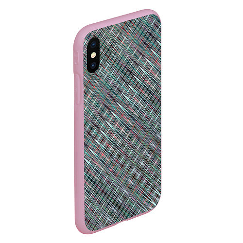 Чехол iPhone XS Max матовый Тёмный бирюзовый текстурированный / 3D-Розовый – фото 2